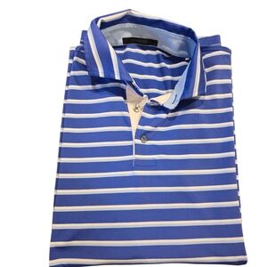 Grewson Performance Golf Classic Blue Striped Polo Shirt for Men Size Small